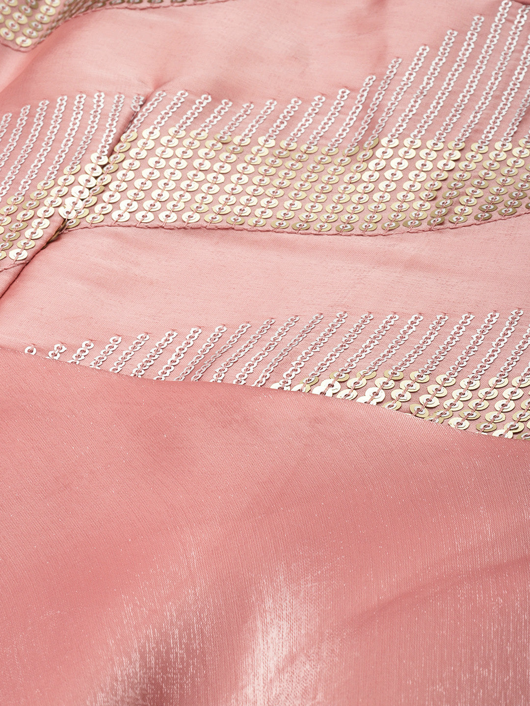 Bollywood Vogue Ready To Wear Peach Organza Satin Embroidered Anarkali Suit - Look Shot
