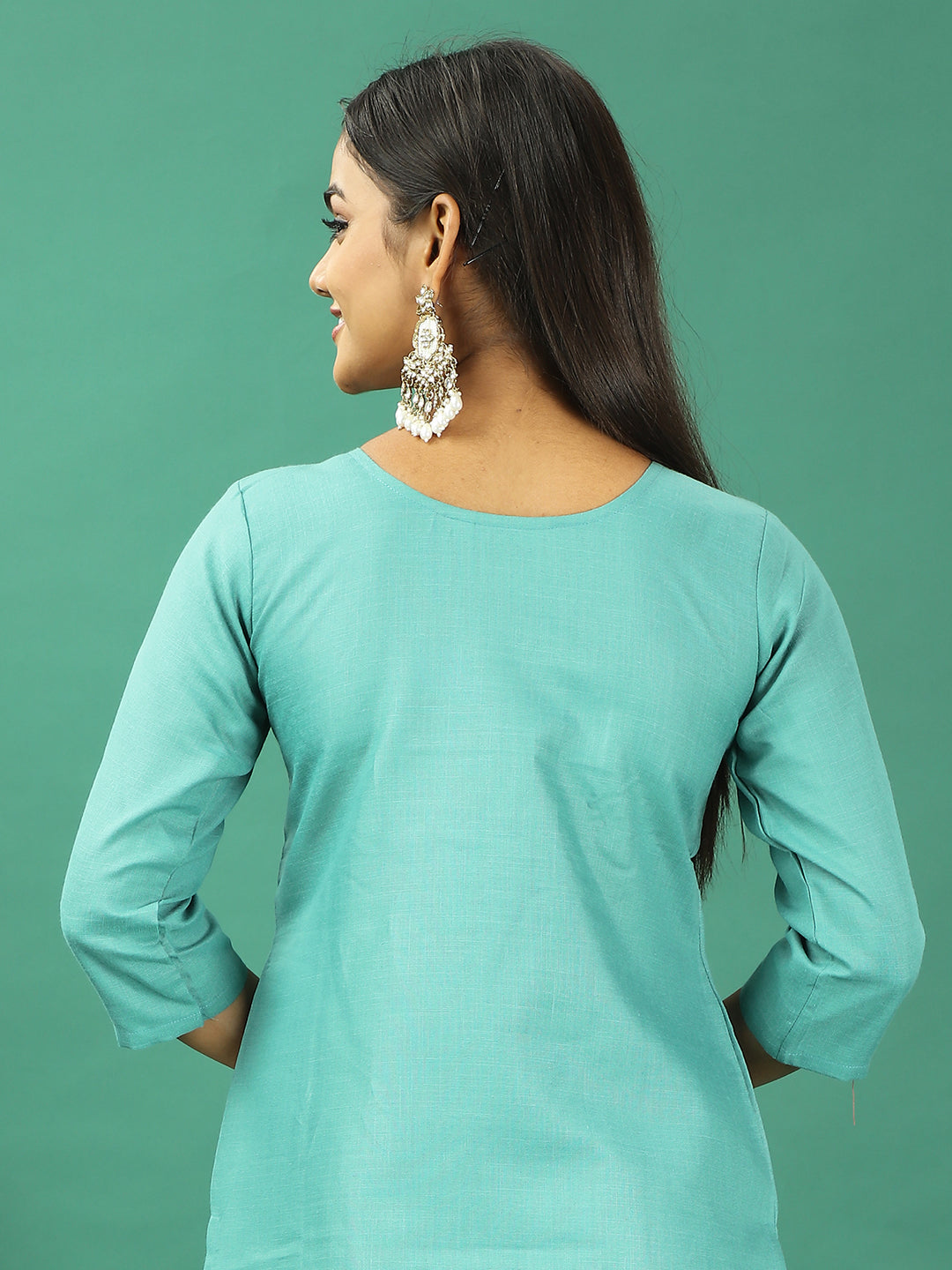 Bollywood Vogue Ready To Wear Green Rayon Embroidered Palazzo Suit - Look Shot