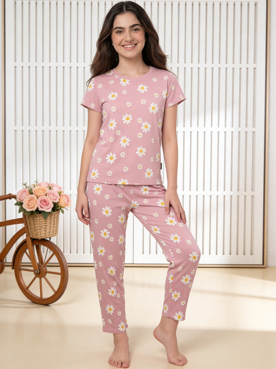 Lil Tomatoes Girls Cotton Night Suits - Coral