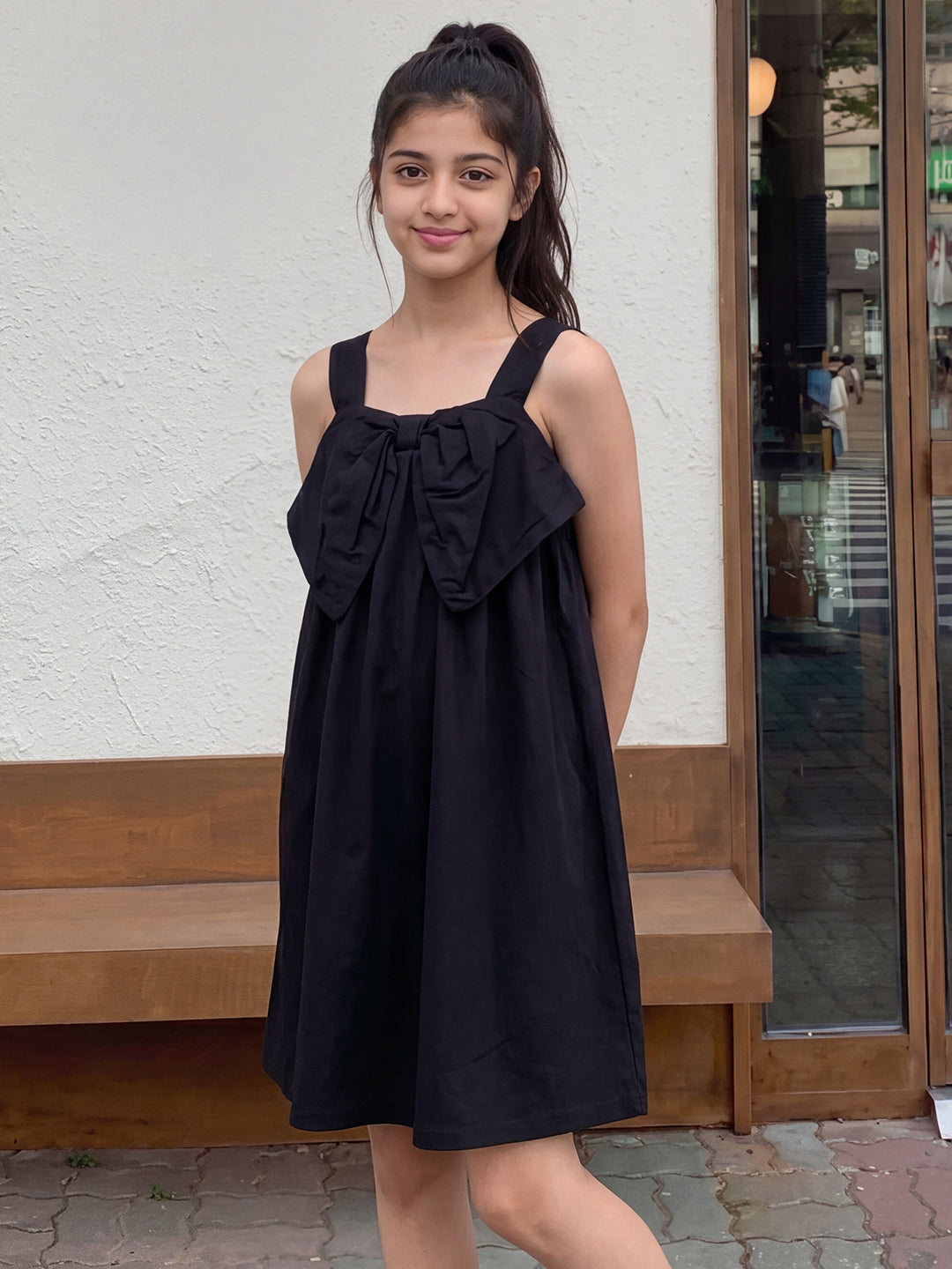 Lil Tomatoes Girls Cotton Dress - Black