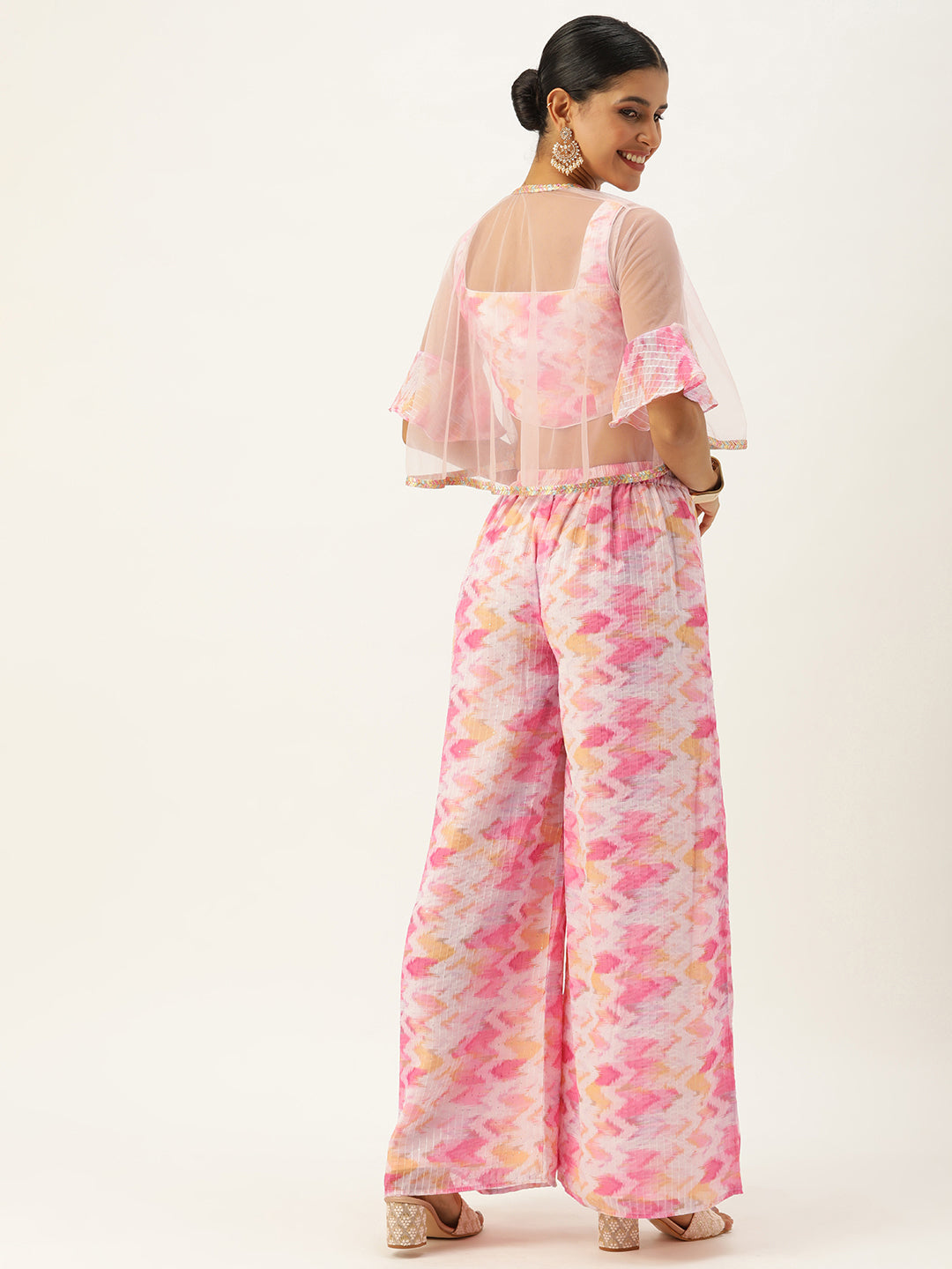 Bollywood Vogue Ready To Wear Multicolored Georgette Co Ords Set - Side View