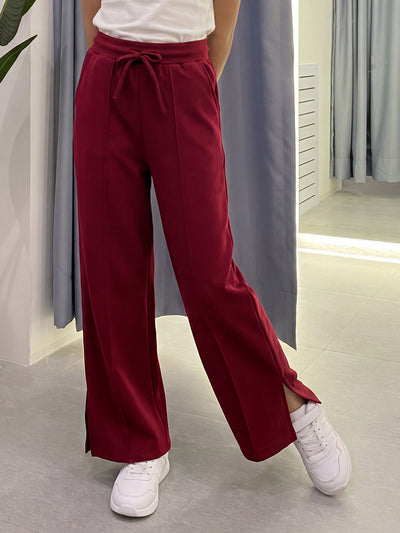 Lil Tomatoes Girls Cotton Looper Trackpant - Cranberry