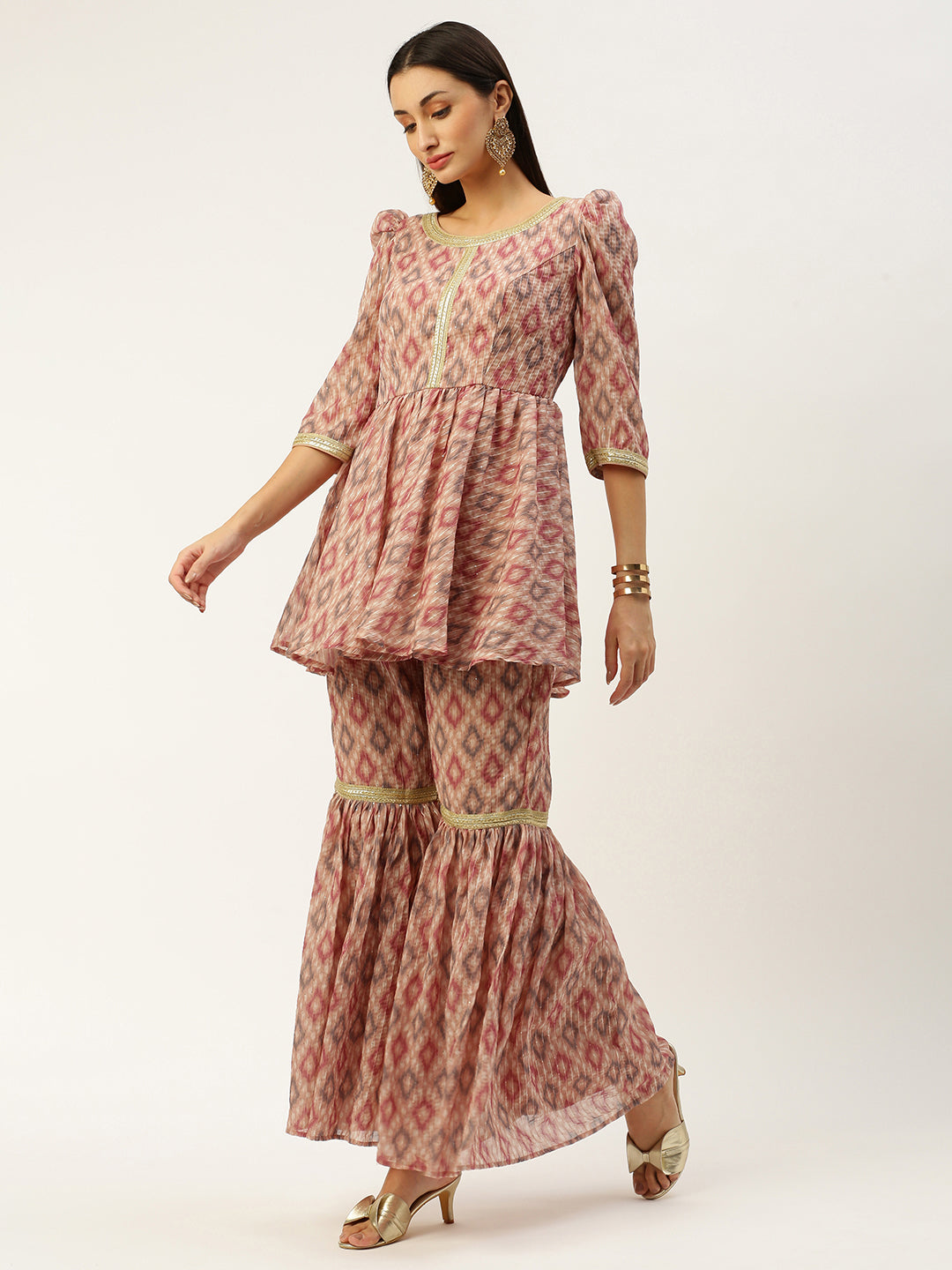 Bollywood Vogue Ready To Wear Multicolored Digital Printed Georgette Co Ords Set - Side View