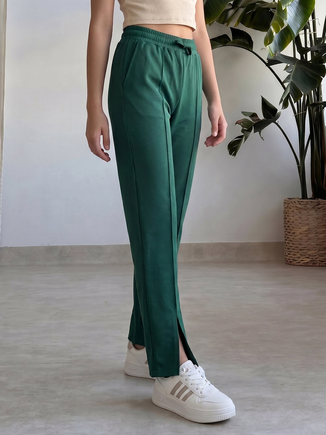 Lil Tomatoes Girls Cotton Looper Trackpant - Bottle Green