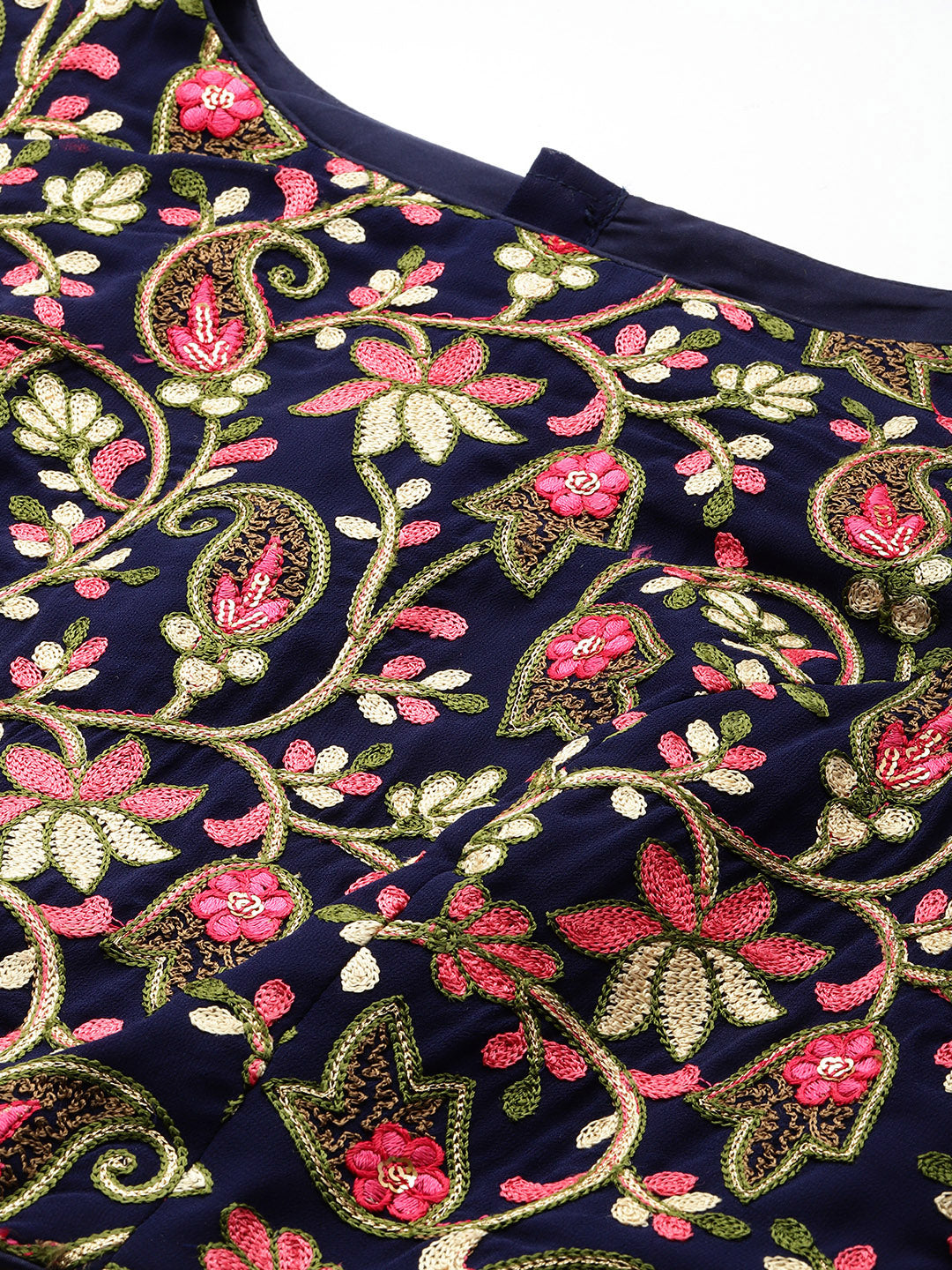 Bollywood Vogue Ready To Wear Blue Embroidered Georgette N Pink Net Lehenga - Look Shot