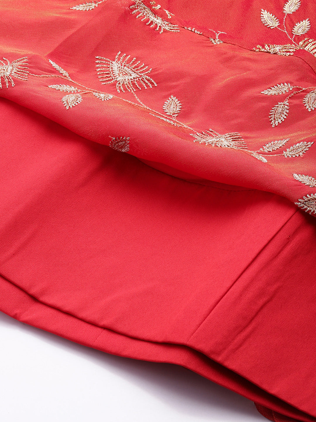 Bollywood Vogue Ready To Wear Classic Blouse N Red Viscose Embroidered Lehenga Set - Additional View 1
