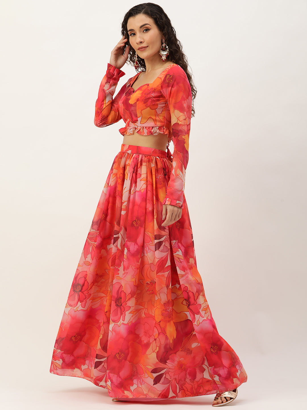 Bollywood Vogue Ready To Wear Multicolor Digital Printed Georgette Co Ords Set - Side View