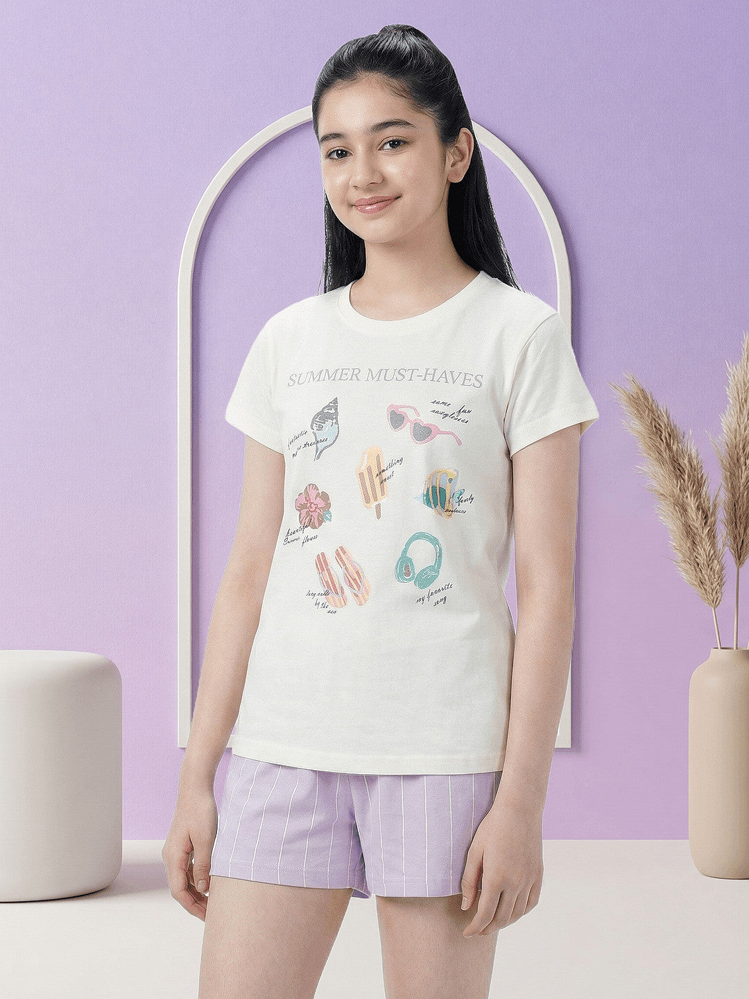 Lil Tomatoes Girls Cotton Night Suits - Pale Yellow