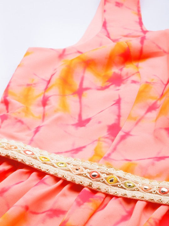 Bollywood Vogue Ready To Wear Multicolored Digital Printed Tiered Dress - Detail View