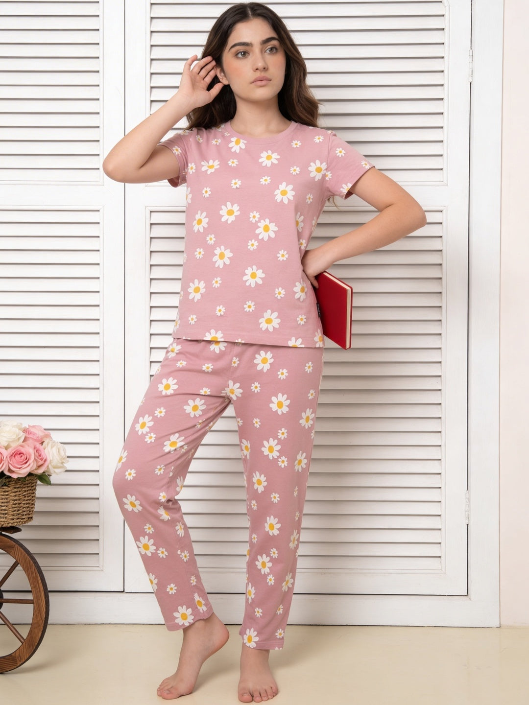 Lil Tomatoes Girls Cotton Night Suits - Coral