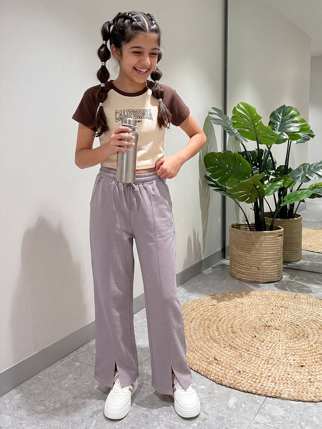 Lil Tomatoes Girls Cotton Looper Trackpant - Violet