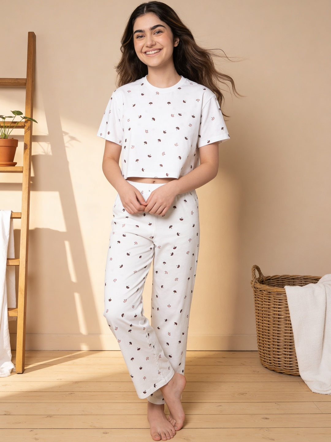 Lil Tomatoes Girls Cotton Night Suits - White