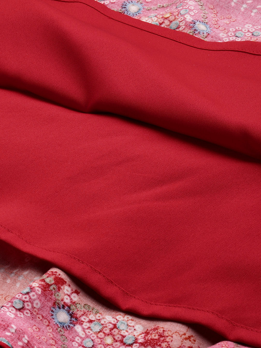 Bollywood Vogue Ready To Wear Red Printed Viscose Fabric Dress - Look Shot
