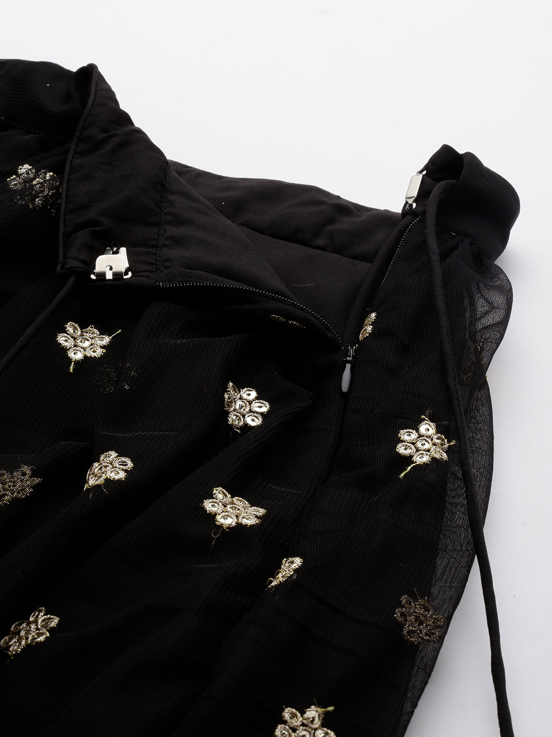 Bollywood Vogue Ready To Wear Black Georgette Embroidered Sequins Lehenga Set - Detail View