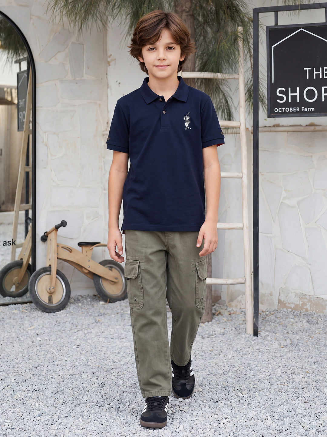 Lil Tomatoes Boys Sports Polo T-Shirt - Navy Blue