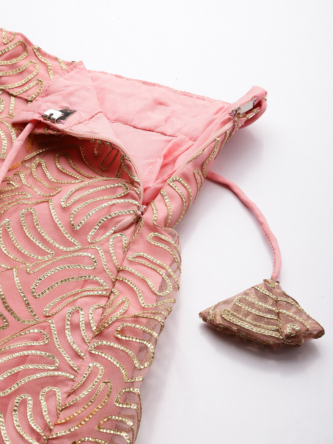 Bollywood Vogue Ready To Wear Pink Net Embroidered Kali Lehenga - Additional View 2