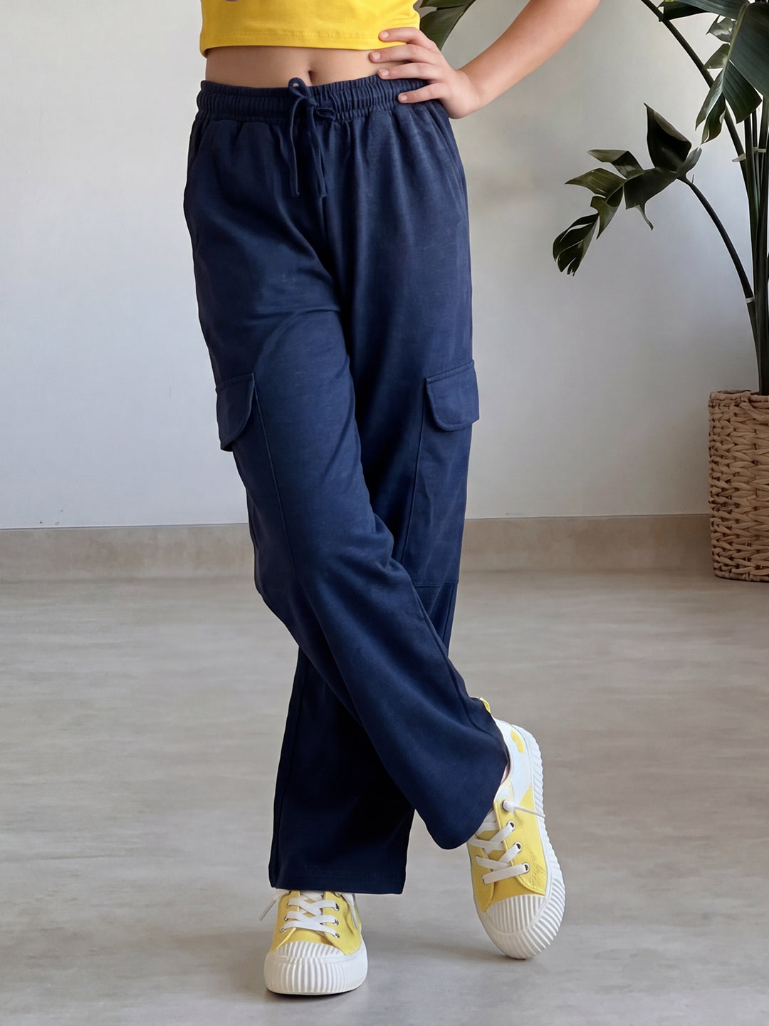 Lil Tomatoes Girls Cotton Looper Trackpant - Blue