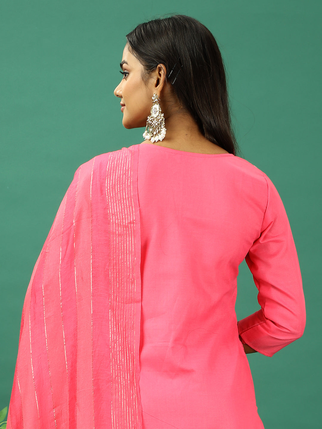 Bollywood Vogue Ready To Wear Pink Rayon Embroidered Straight Pant Suit - Look Shot