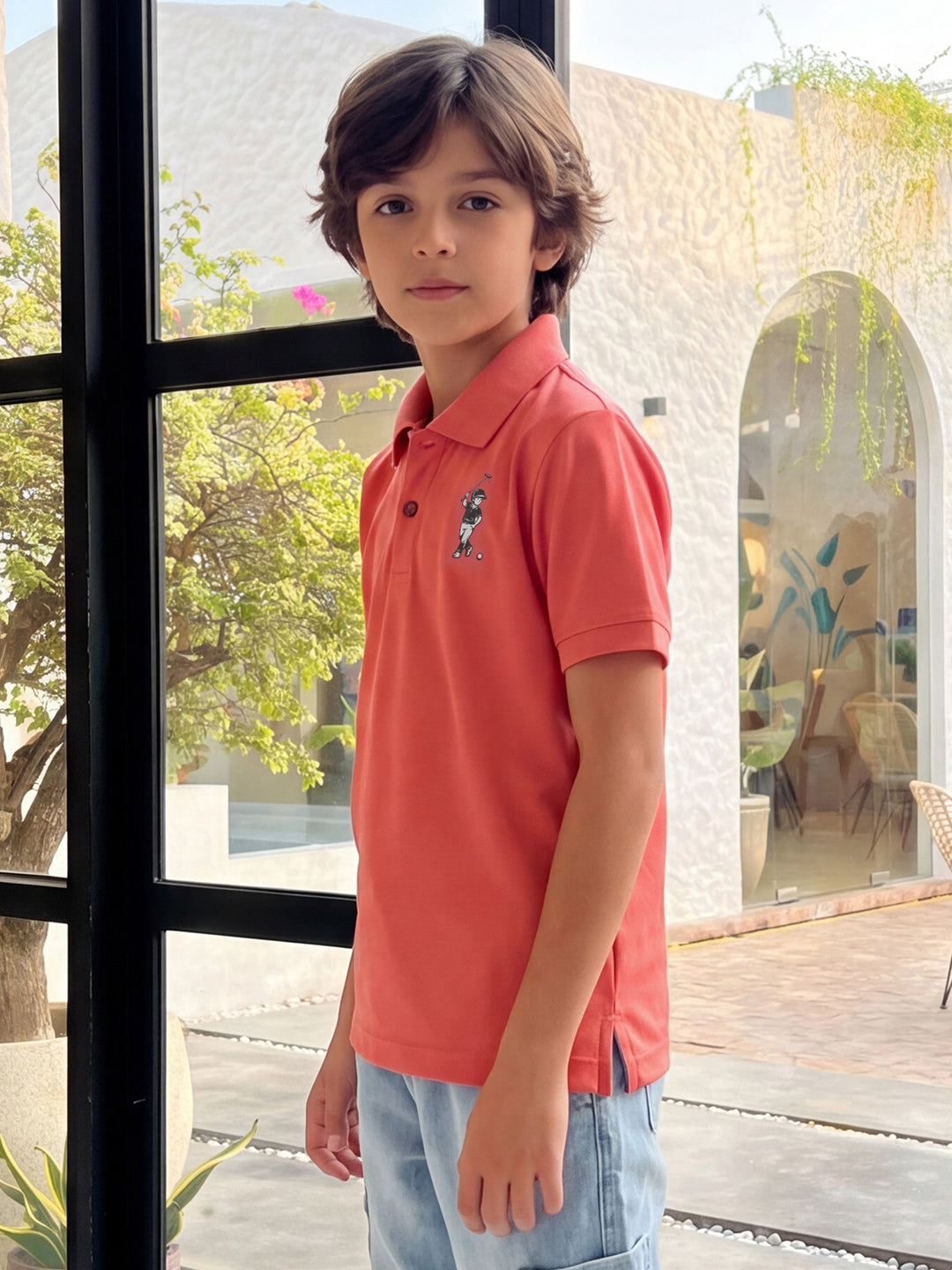 Lil Tomatoes Boys Sports Polo T-Shirt - Carrot Orange