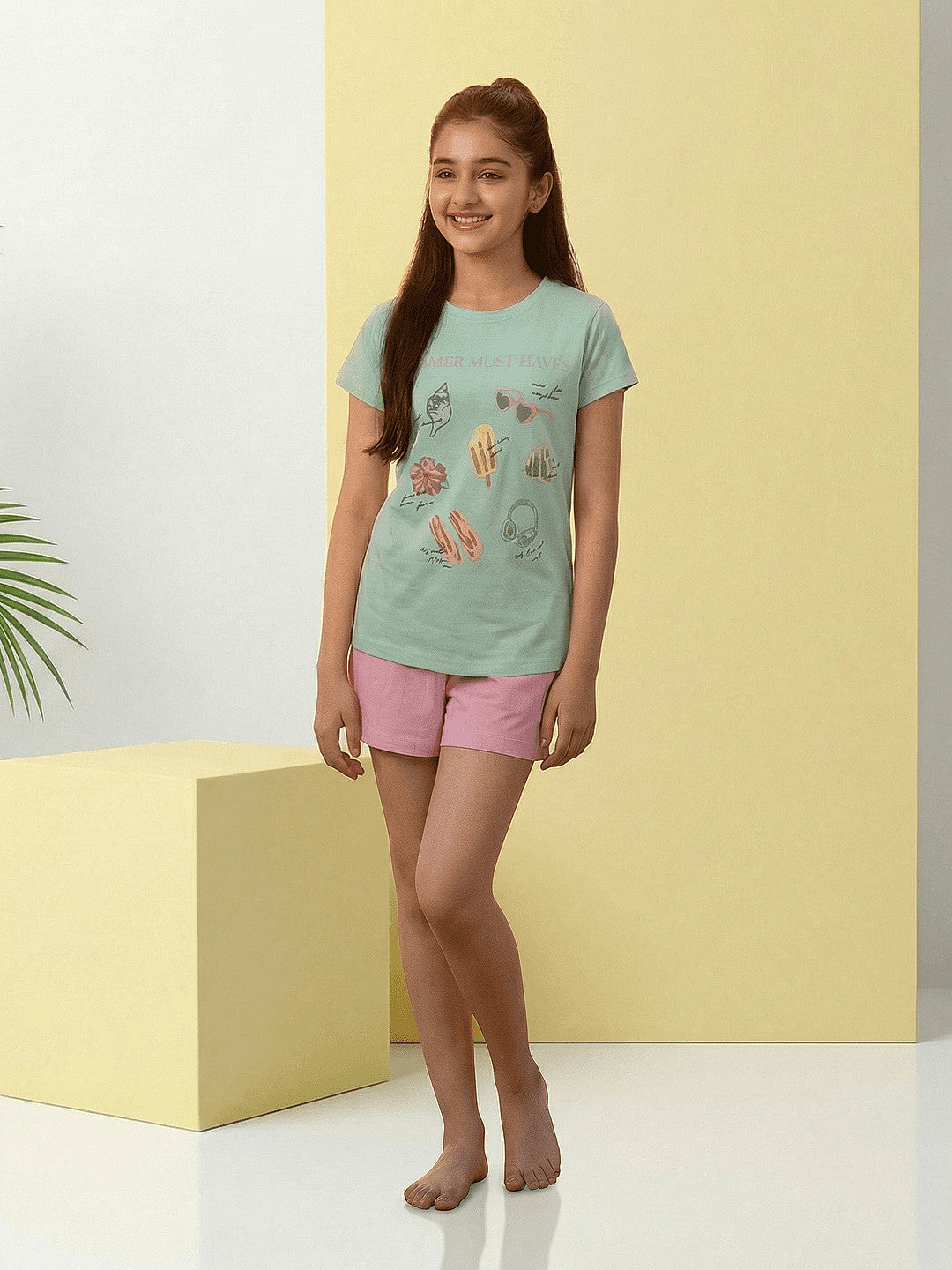 Lil Tomatoes Girls Cotton Night Suits - Light Green
