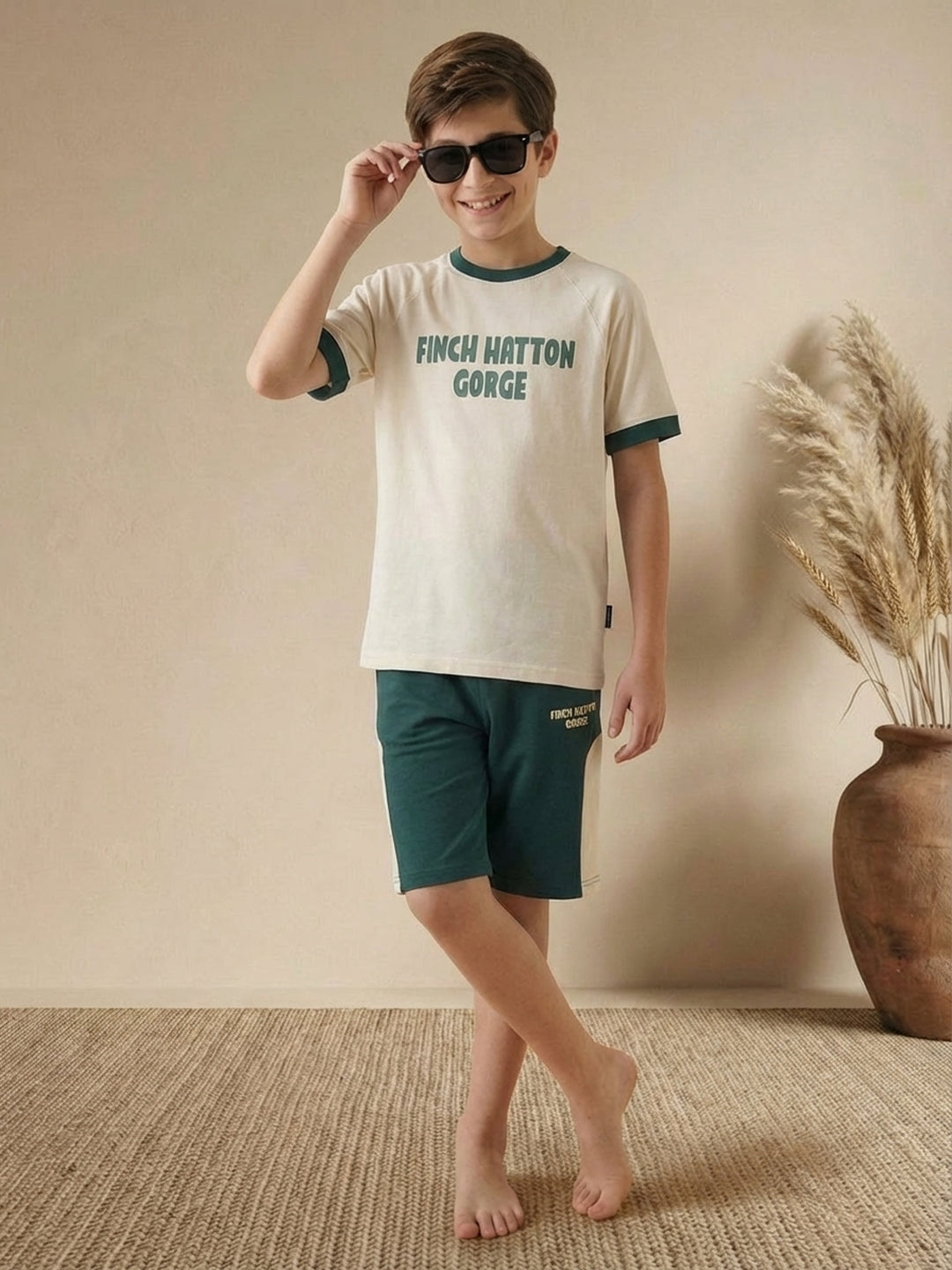 Lil Tomatoes Boys Cotton Night Suits - Cream