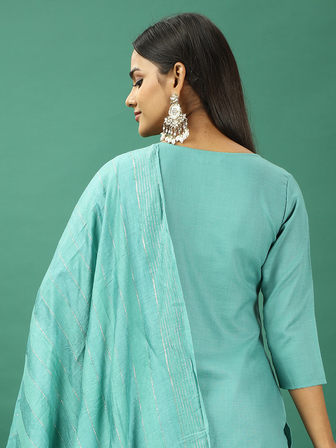 Bollywood Vogue Ready To Wear Green Rayon Embroidered Straight Pant Suit - Look Shot