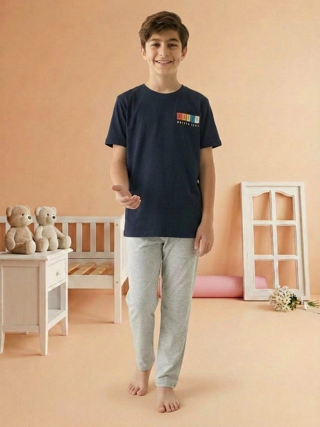Lil Tomatoes Boys Cotton Night Suits - Navy Blue