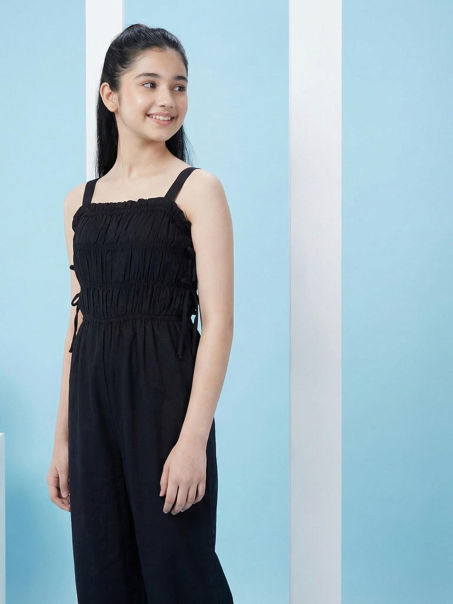 Lil Tomatoes Girls Cotton Jumpsuits - Black