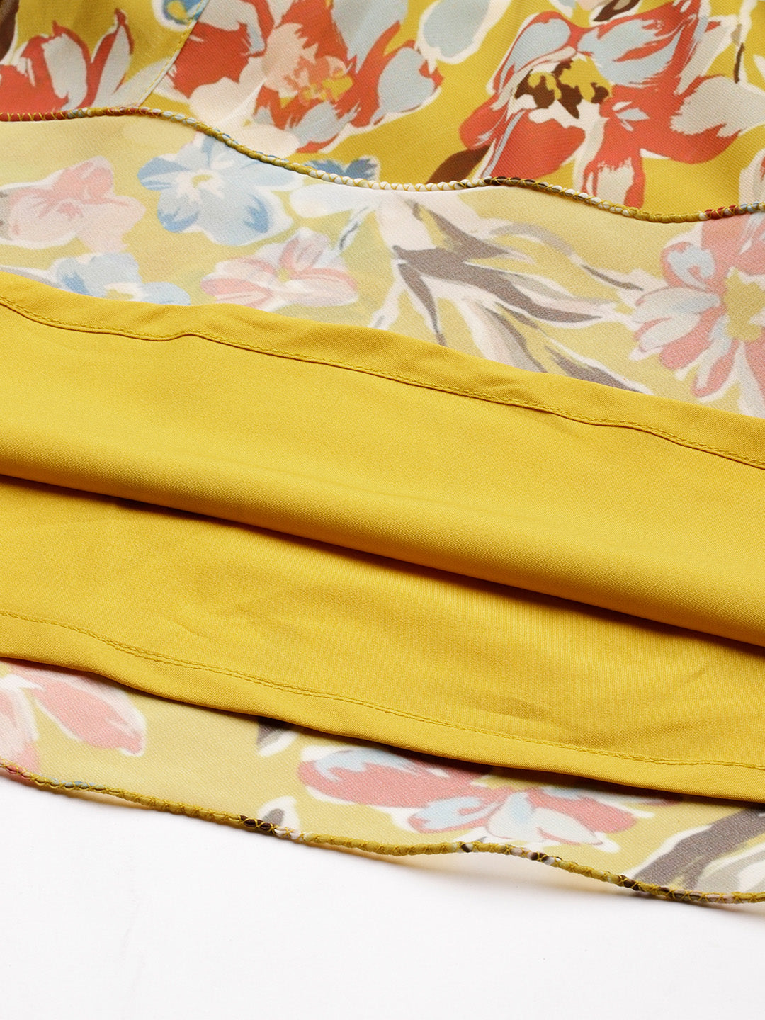 Bollywood Vogue Ready To Wear Yellow Georgette Printed Dress - Additional View 1