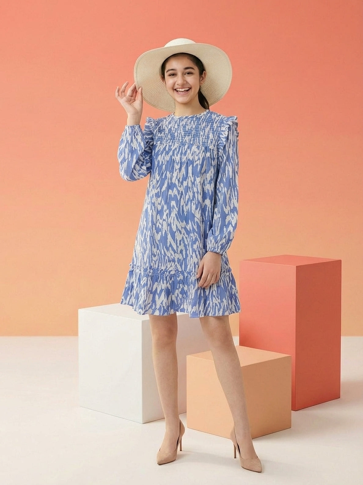 Lil Tomatoes Girls Cotton Dress - Blue