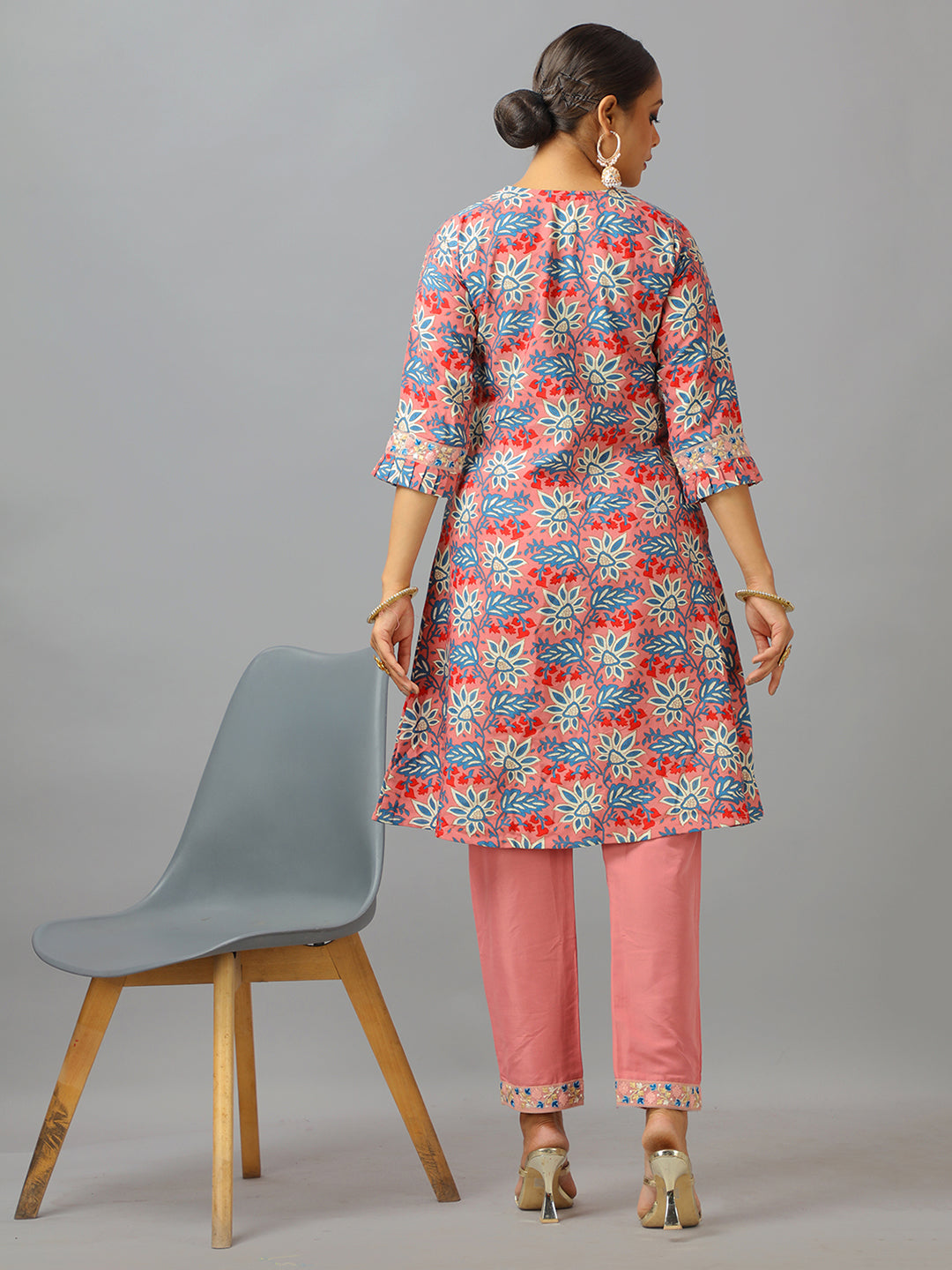 Bollywood Vogue Ready To Wear Multicolored Semi Cotton Printed Straight Pant Suit - Detail View