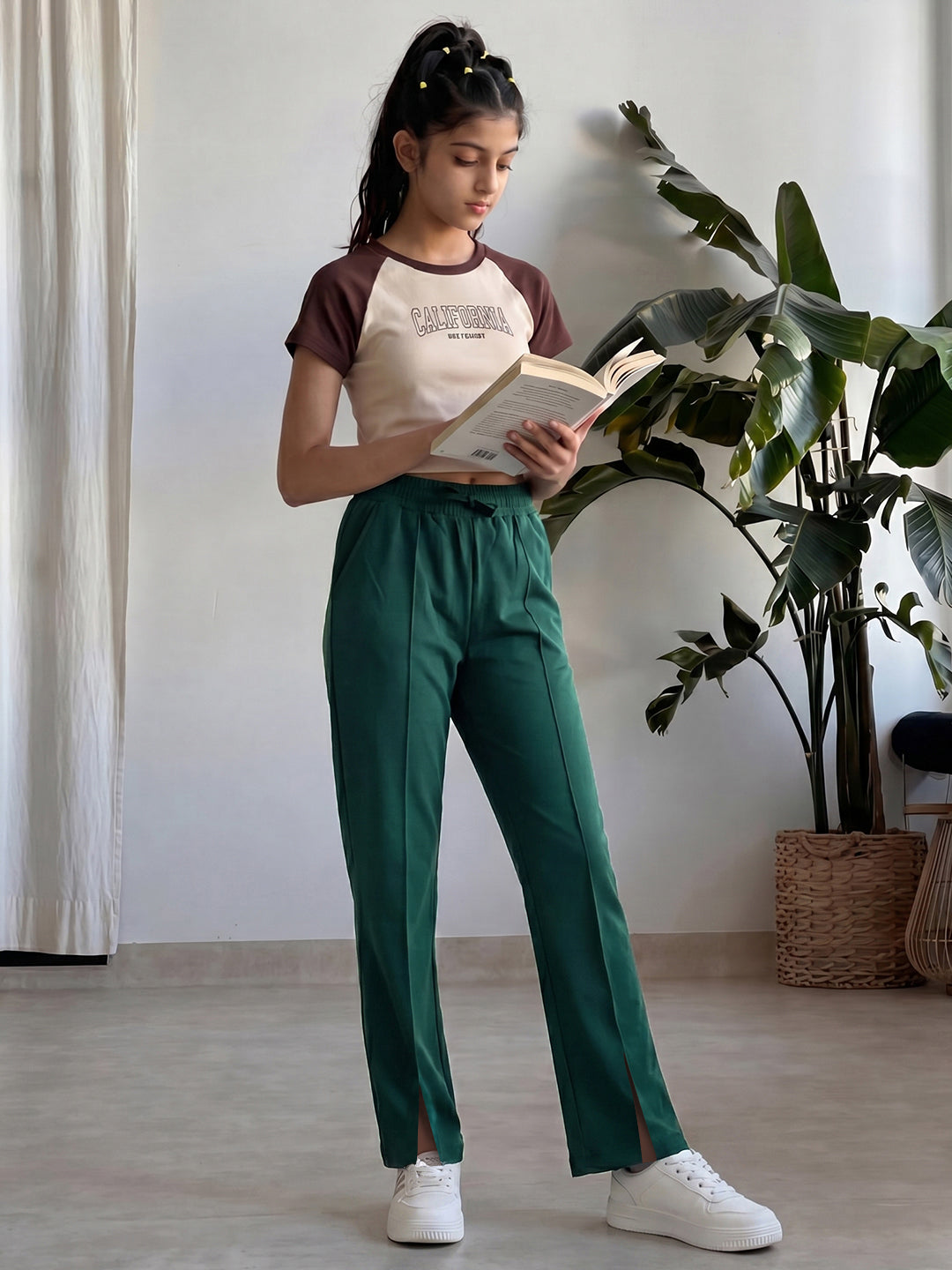 Lil Tomatoes Girls Cotton Looper Trackpant - Bottle Green