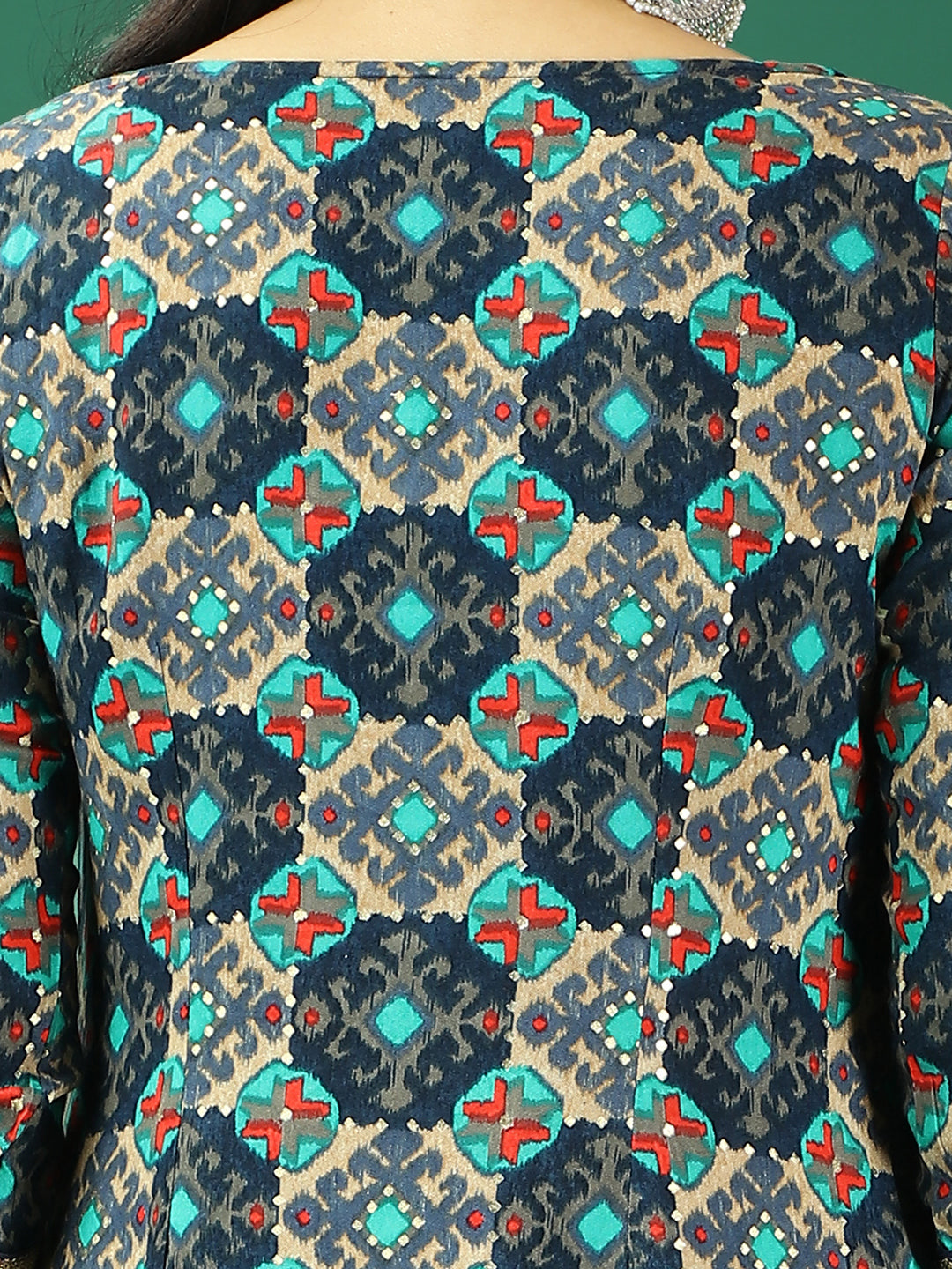 Bollywood Vogue Ready To Wear Blue Printed Viscose Kurta Straight Pant Set - Additional View 2