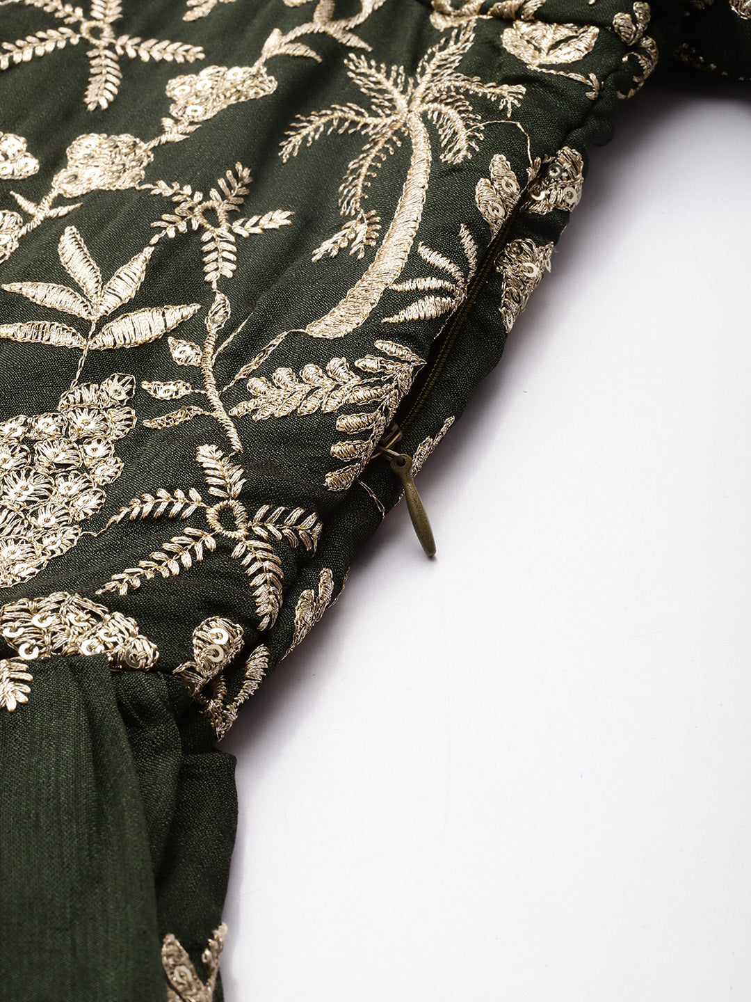 Bollywood Vogue Ready To Wear Green Art Silk Embroidered Anarkali Suit - Look Shot