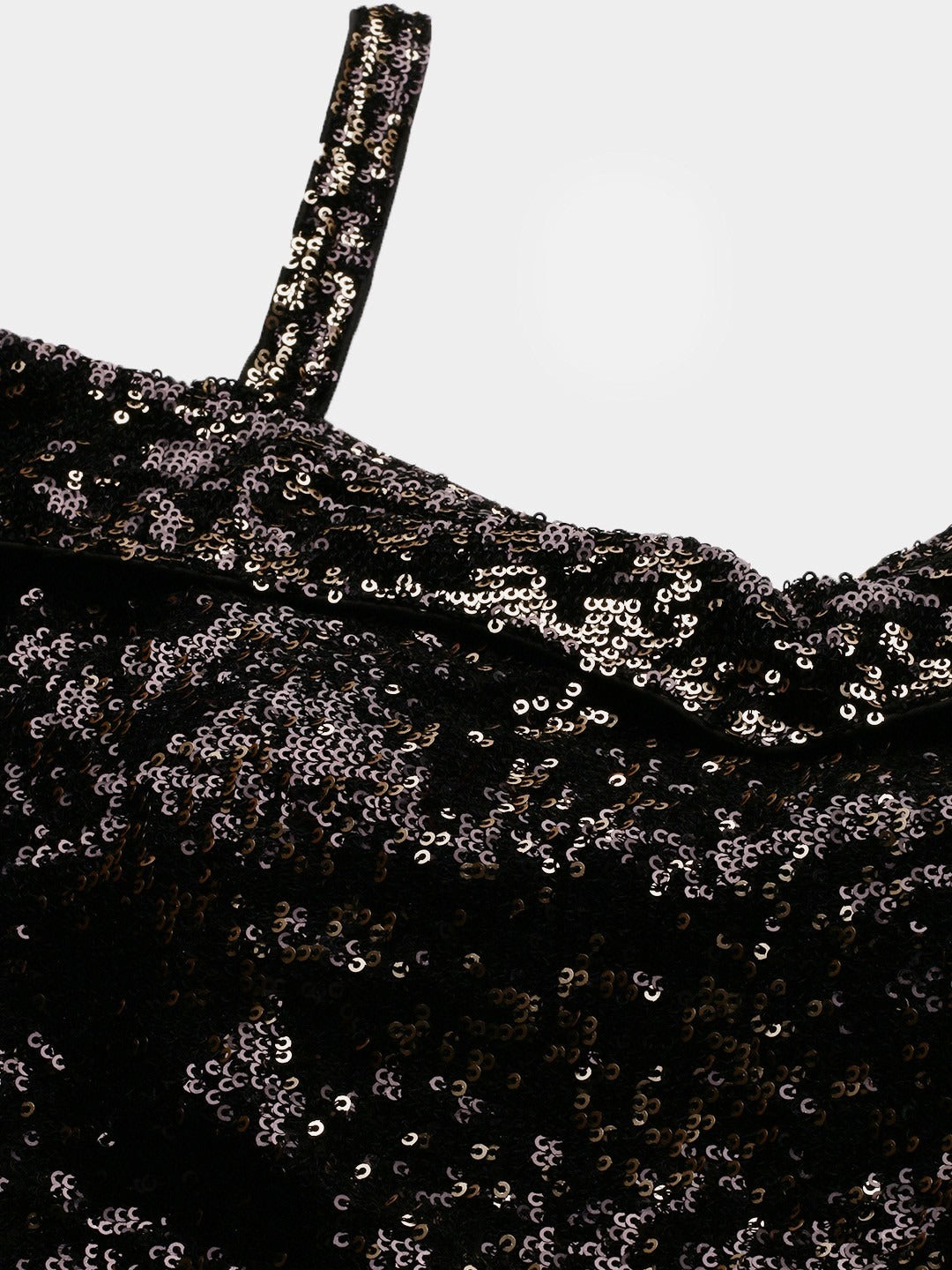 Bollywood Vogue Ready To Wear Black Sequins Strap Neck Gown - Look Shot