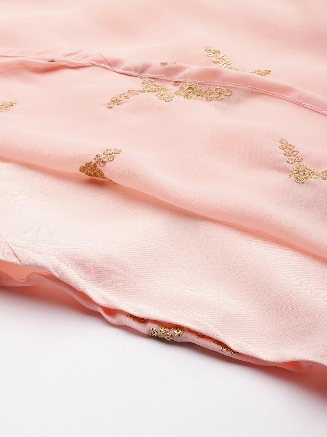 Bollywood Vogue Ready To Wear Peach Georgette Embroidered Gown - Look Shot