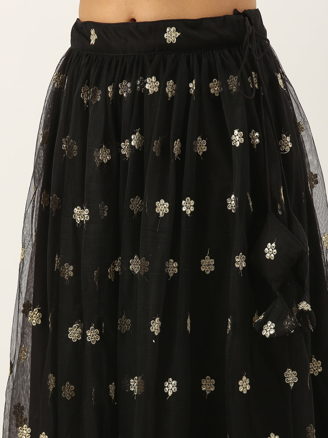 Bollywood Vogue Ready To Wear Black Georgette Embroidered Sequins Lehenga Set - Additional View 1