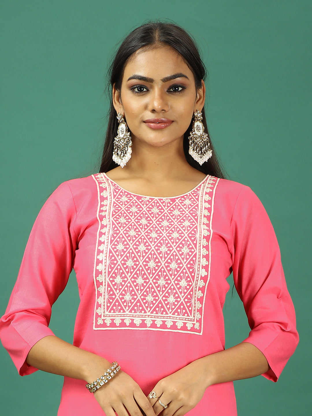 Bollywood Vogue Ready To Wear Peach Rayon Embroidered Palazzo Suit - Detail View