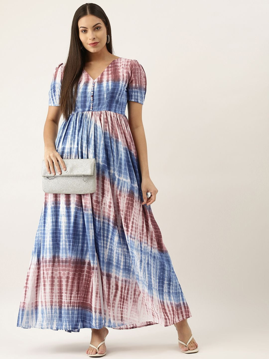 Bollywood Vogue Ready To Wear Multi Colour Modal Woven Dress - Side View