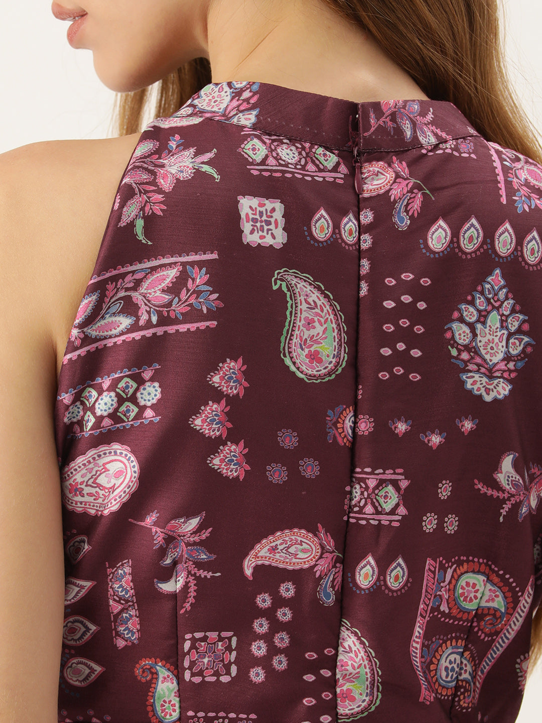 Bollywood Vogue Ready To Wear Maroon Digital Printed Kota Silk Gown - Look Shot