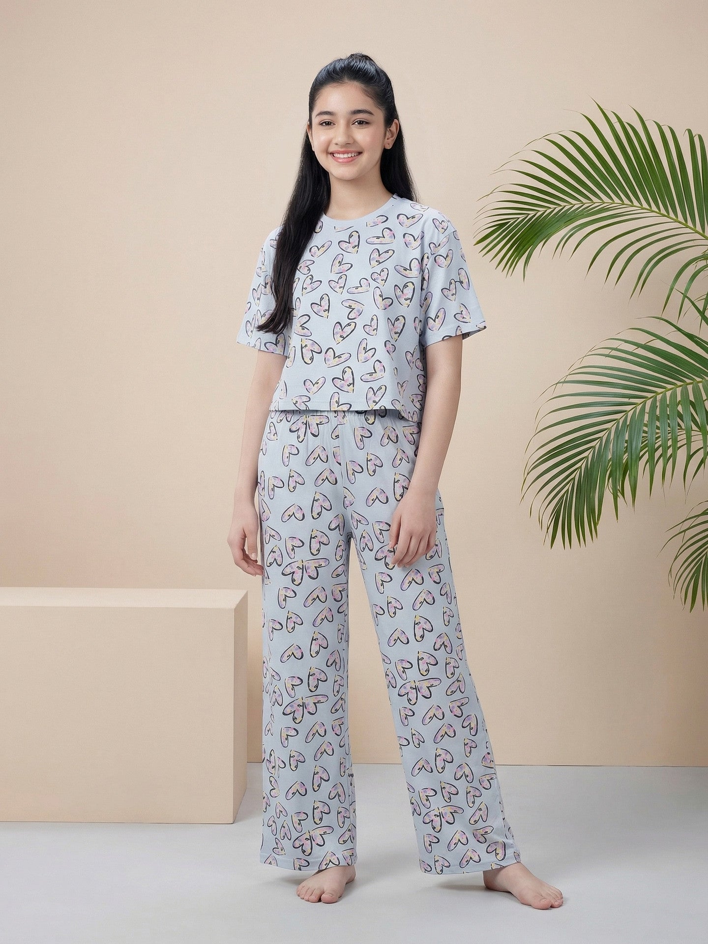Lil Tomatoes Girls Cotton Night Suits - Powder Blue