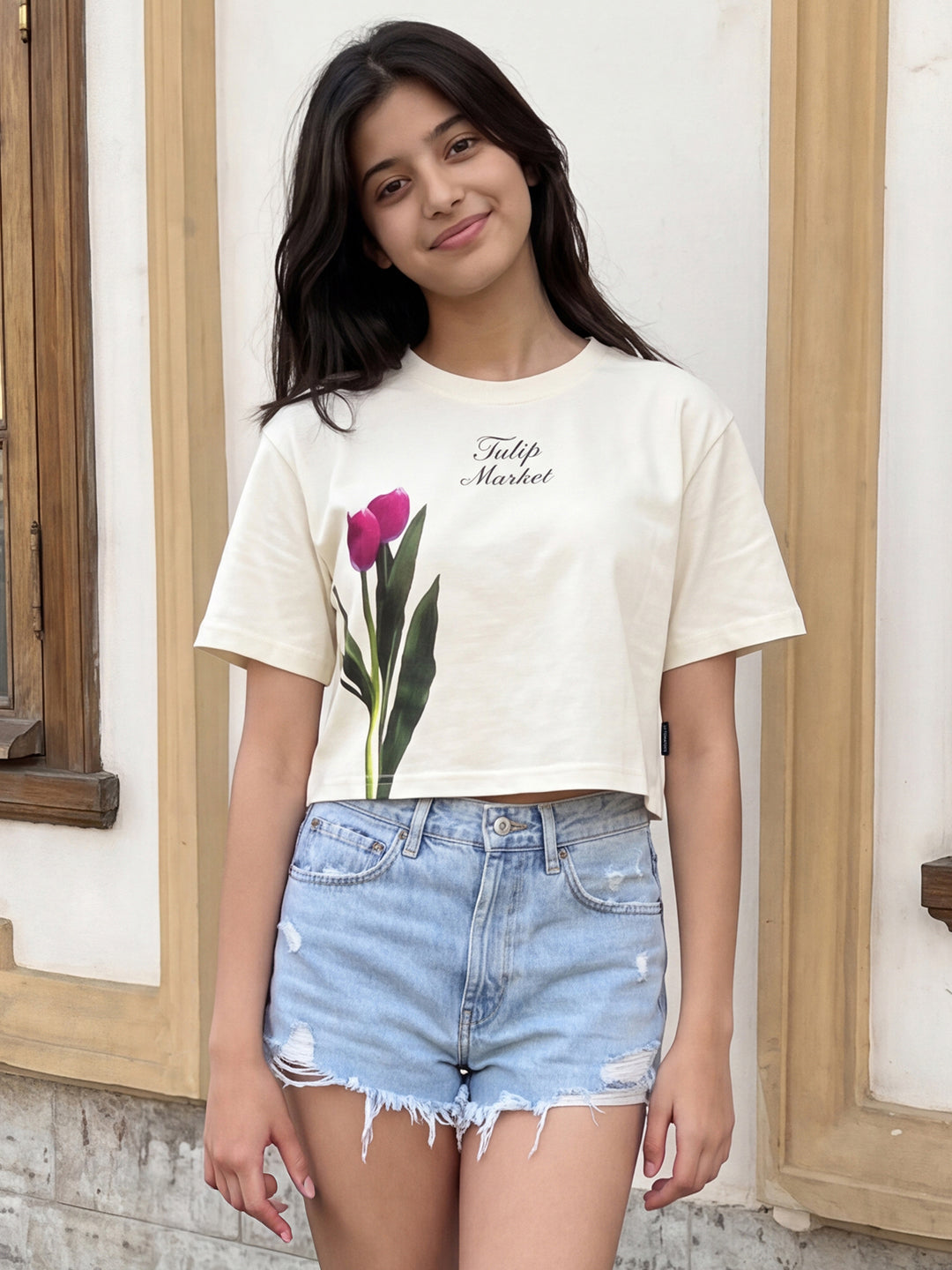 Lil Tomatoes Girls Cotton Crop Top - Pale Yellow
