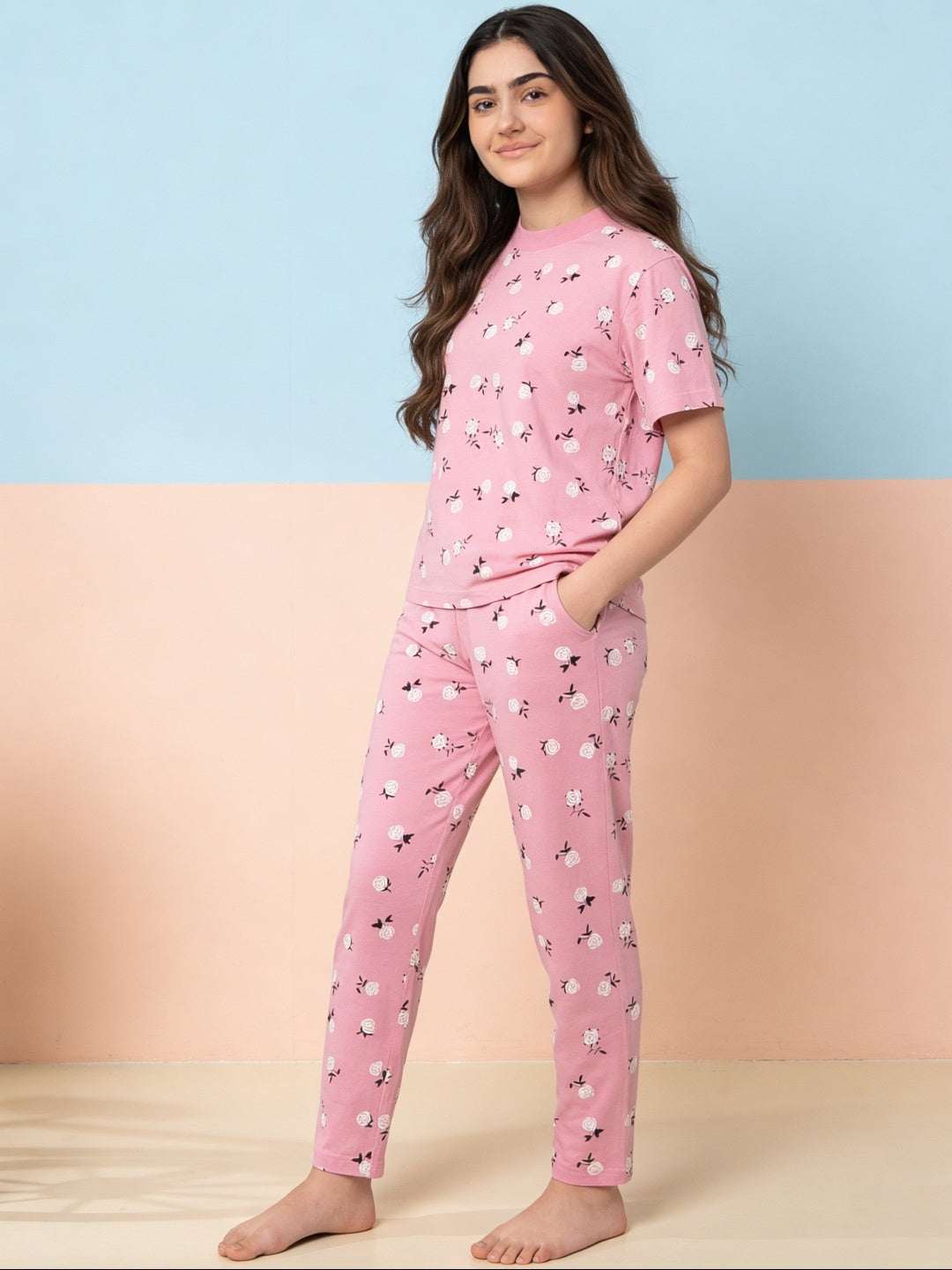 Lil Tomatoes Girls Cotton Night Suits - Pink