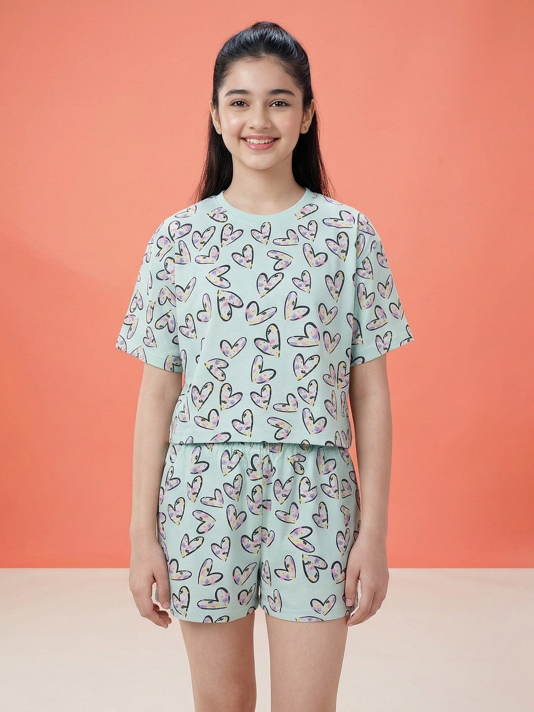 Lil Tomatoes Girls Cotton Night Suits - Mint Green
