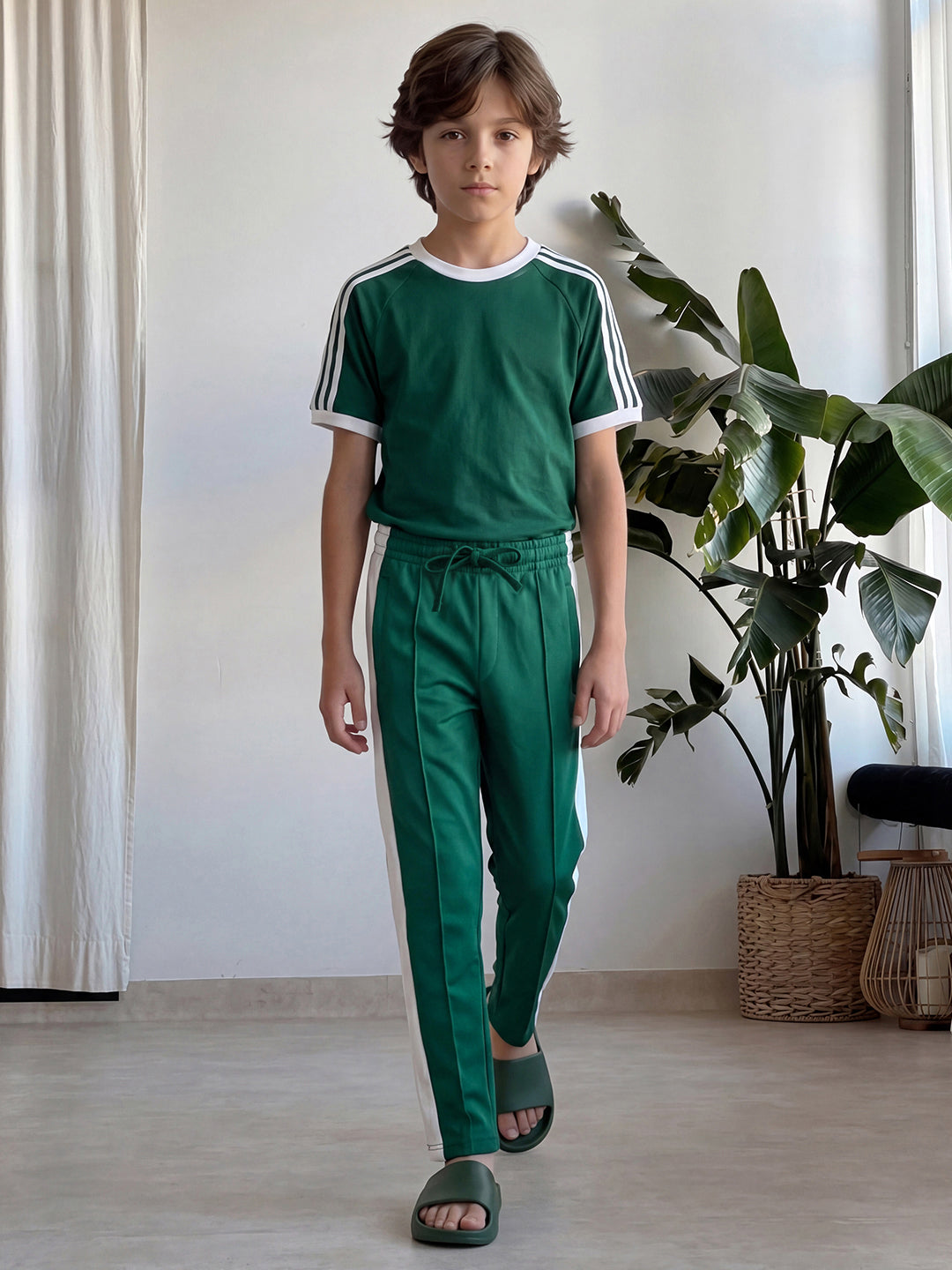 Lil Tomatoes Boys Cotton Looper Trackpant - Bottle Green
