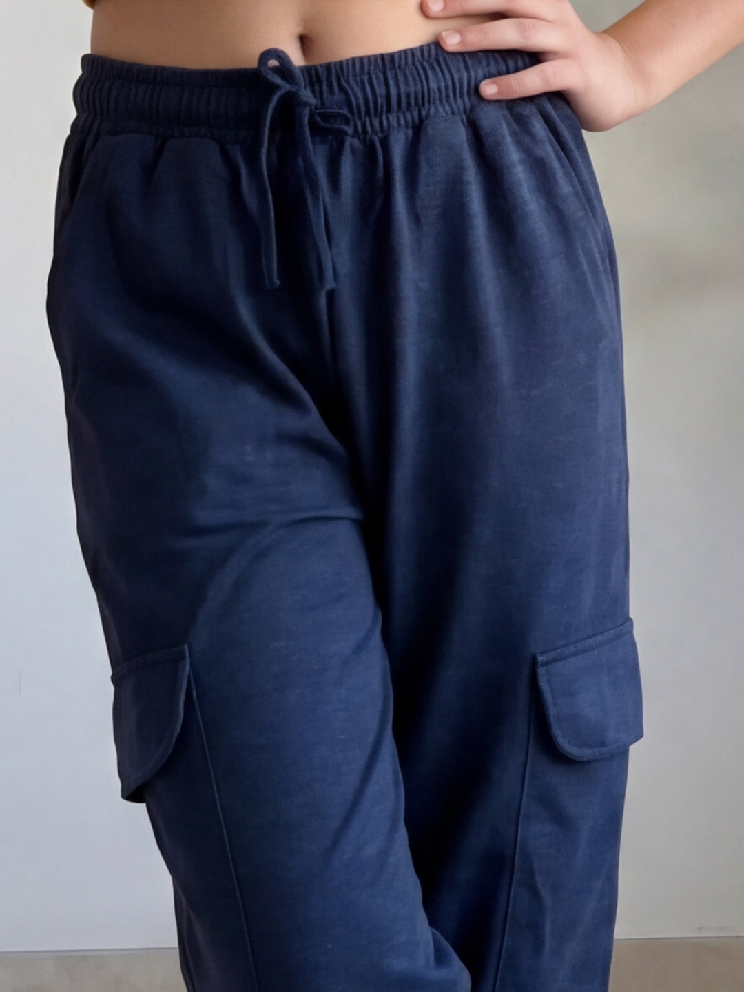 Lil Tomatoes Girls Cotton Looper Trackpant - Blue