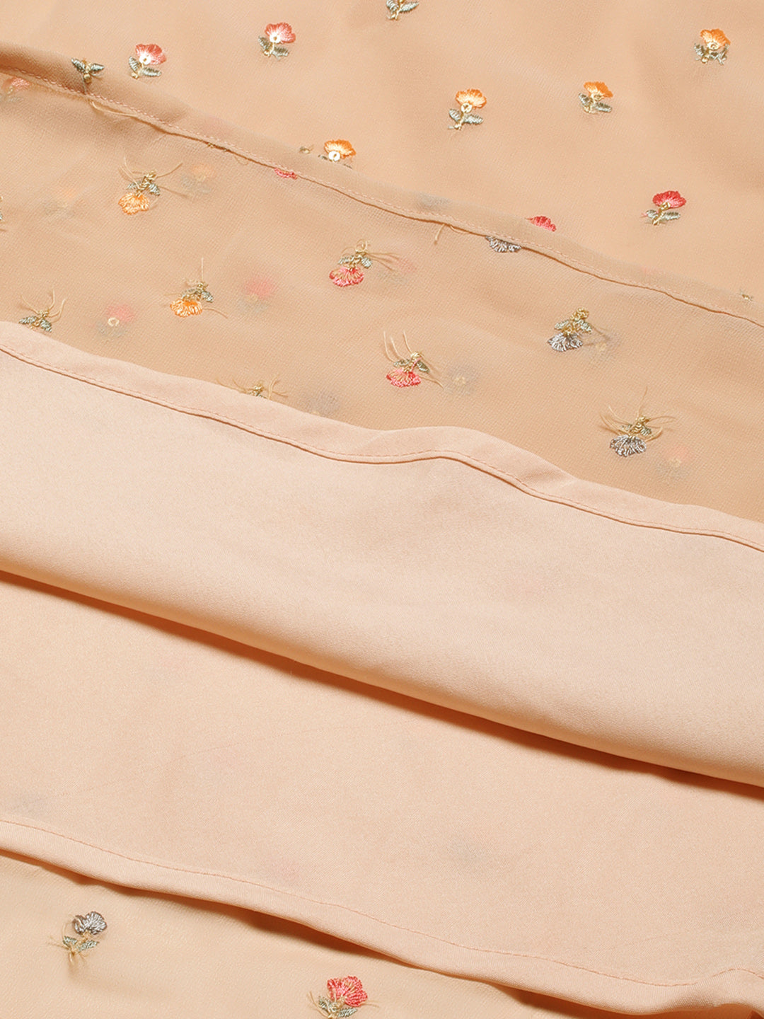 Bollywood Vogue Ready To Wear Peach Georgette Embroidered Lehenga Set - Detail View