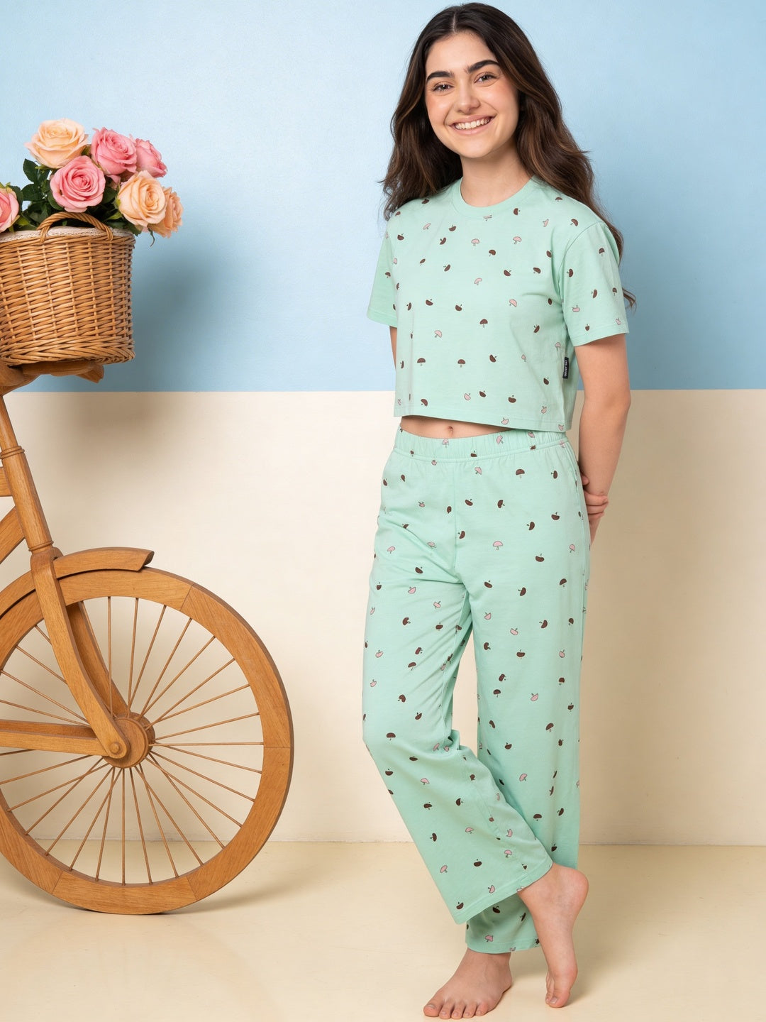 Lil Tomatoes Girls Cotton Night Suits - Light Green