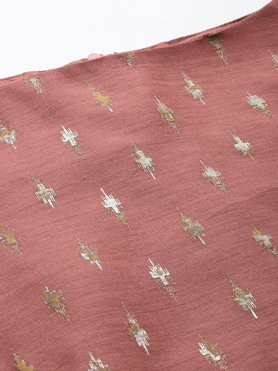 Bollywood Vogue Ready To Wear Peach Art Silk Foil Print Dress - Additional View 2