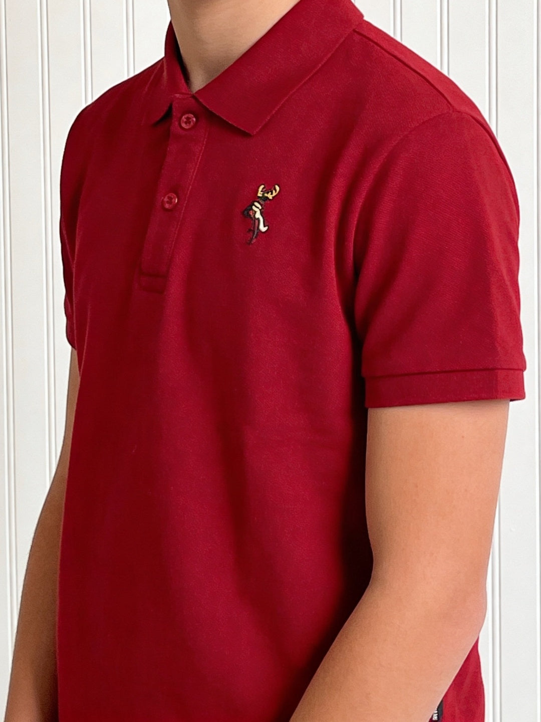 Lil Tomatoes Boys Cotton Pique Polo T-Shirt - Cranberry